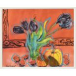 Peter Neubert (British, b.circa 1932), "Tulips", gouache and watercolour, signed lower left, framed,