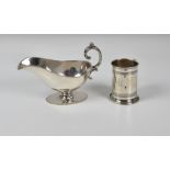 A sterling silver gravy boat, Birks (Canada) silver marks, with beaded borders and joined foliate