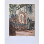 Maria B. Whinney (British, 1914-1995), 'Old Guernsey Farmhouse II', coloured etching, signed with