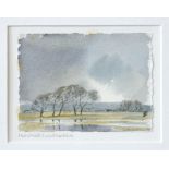 Lindsay Bartholomew (British, b.1944), "Flooded Fields, Burford, Oxfordshire", watercolour, signed