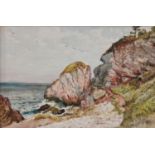 William John Caparne (British, 1855-1940), Rocky coastal landscape, possibly Guernsey,