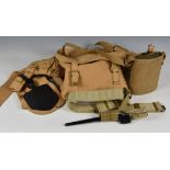 A collection of various British Military canvas webbing etc, to include entrenching tool, Lee