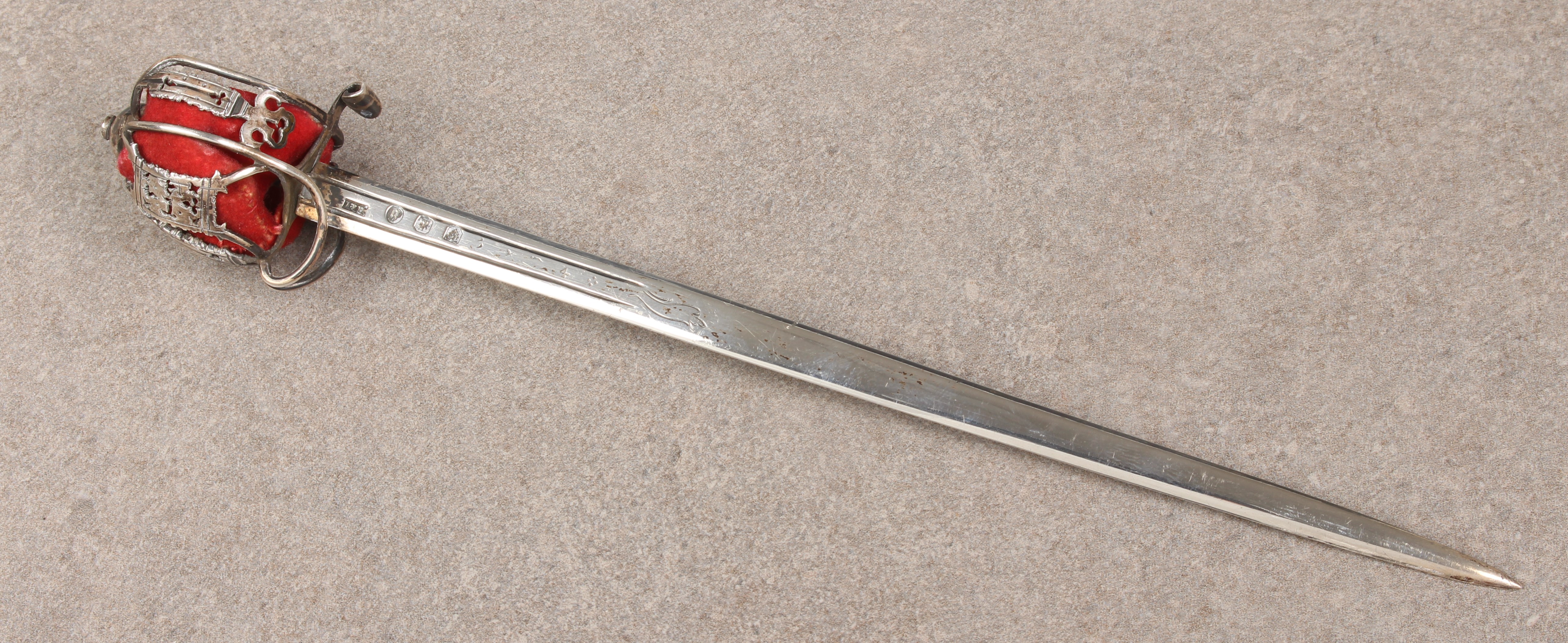A Victorian Scottish novelty silver letter opener in the form of a Scottish court sword, - Image 2 of 5