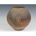 A stoneware studio vase by Sung Yo Hang, from the pottery centre of La Borne in France, of broad,