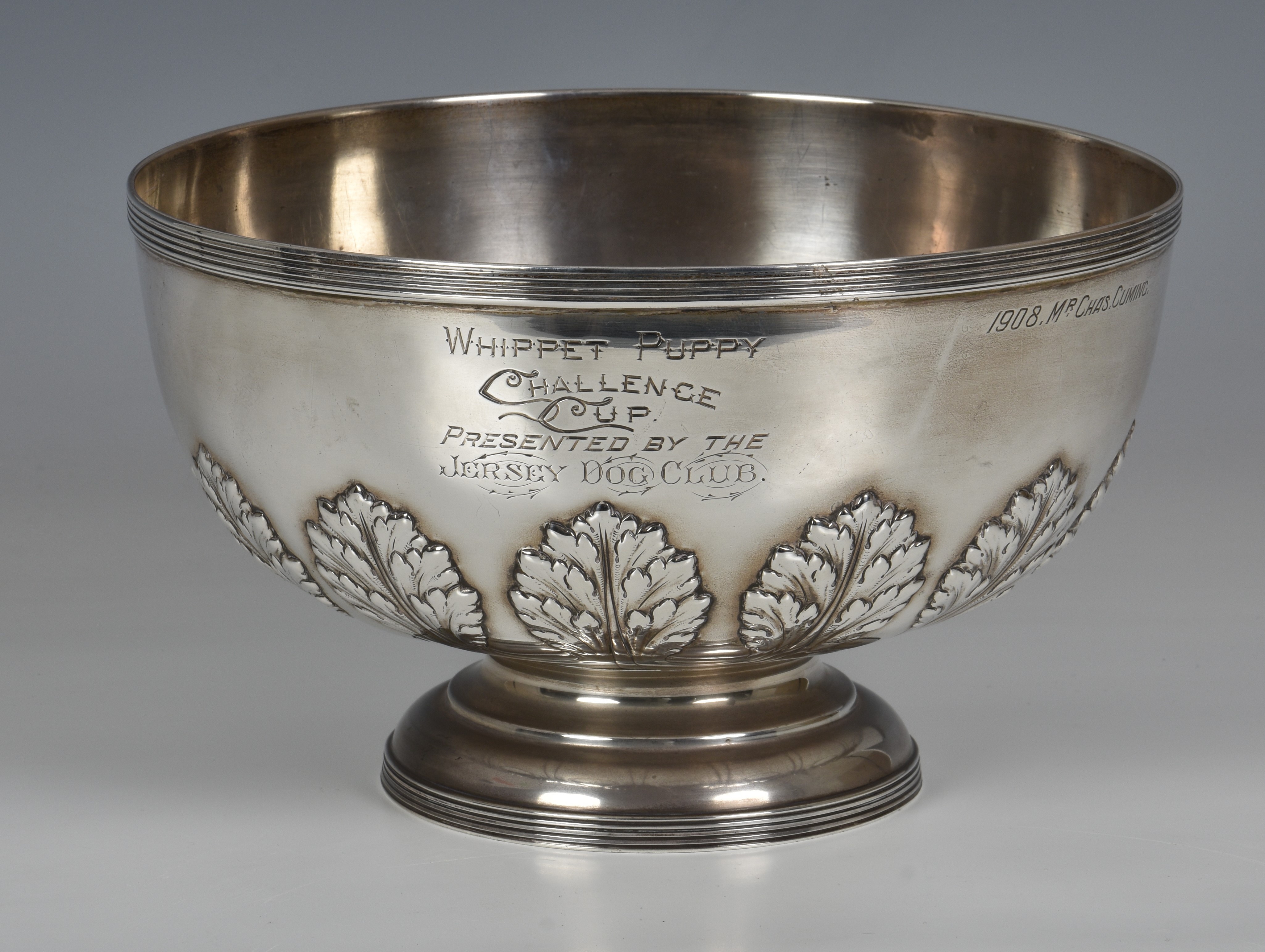 Jersey Dog Club interest - a silver footed prize bowl, Edward Barnard & Sons Ltd., London 1907,
