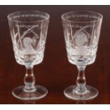 Two Jersey Commemorative wine glasses 'Battle of Jersey' 1781-1981, by Brierley, both numbered 55,