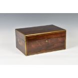 A good quality George IV brass bound rosewood jewellery box, by L. Leuchars of 38, Piccadilly,