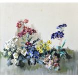 Barbara Crowe, RI (British, b. 1942), "Polyanthus", watercolour on tinted paper, signed lower right,