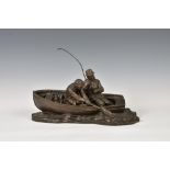 after Roland Chadwick, a modern bronzed resin sculpture, The Anglers, signed, 14in. (35.5cm.)