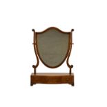An Edwardian mahogany swing mirror on three drawer base, with boxwood and ebony stringing, the