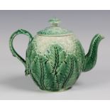 An American Etruscan Majolica Teapot in the form of a Cauliflower, c.1860, similar to Wedgwood,