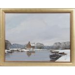 John Foulger (British, 1943-2007), 'Above the Weir at Walsham Lock-Wey Canal', oil on hardboard,