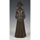 James Butler MBE, RA, FRBS, RWA (British, 1931-2022), Girl with Pigtails in a Long Dress, bronze,