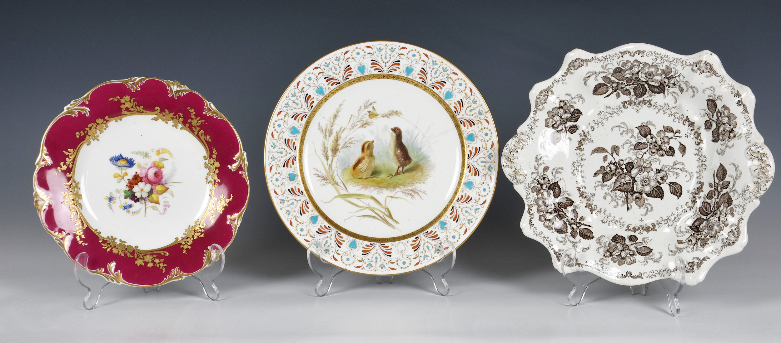 A group of 19th century decorative plates, including a pair of blue and white transferware plates - Image 2 of 3