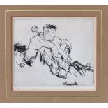 Edmund Blampied RE (Jersey 1886-1966), "Emile", drypoint etching, signed in red lower right,