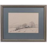 John Foulger (British, 1943-2007), “Snow on the Yorkshire Dales”, charcoal on toned paper, signed