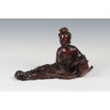 A Chinese carved hardwood figure of Guanyin, Qing dynasty, probably late 18th / early 19th