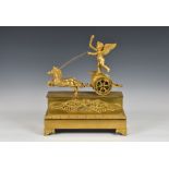 A good quality Empire ormolu and gilt brass striking chariot clock, early 19th century, of classical