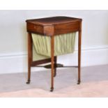 A George IV rosewood and satinwood octagonal work table, the satinwood banded top over a single