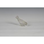 A Lalique frosted glass sparrow, standing and feeding, engraved under base 4 7/8 x 3 5/8in. (12.3