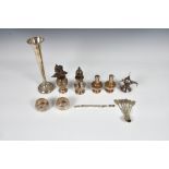 A small collection of silver, to include an early George III pepper caster, London 1761; a