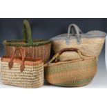 Four wicker / rattan baskets of varying forms. (4),