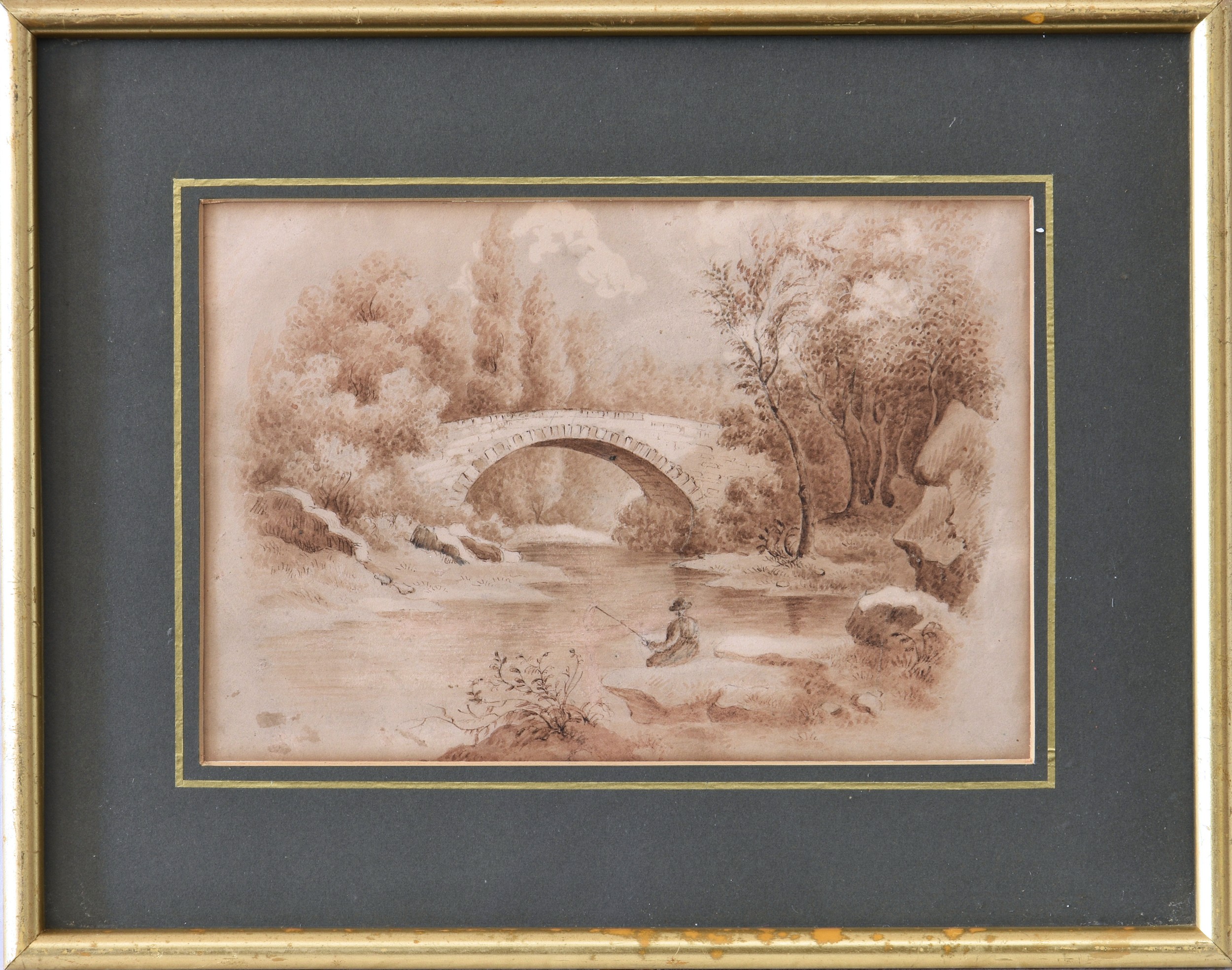 English School, early 19th century, Pair of River Landscapes, pen and ink and sepia watercolour, one - Image 4 of 4