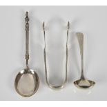 A pair of Scottish bright cut, shell bowl silver sugar tongs, Alexander Zeigler, Edinburgh, late