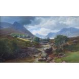 J. Stewart (Scottish, late 19th century), Highland river landscape, oil on canvas, signed and