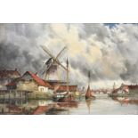Louis Van Staaten (Dutch, 1836-1909), Dutch harbour scenes, a pair, watercolour, both signed, modern