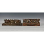 Two Italian carved wooden polychrome painted frieze panels, 18th / 19th century, one depicting