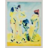 Peter Wright (20th century), “Blue sky and yellow sand” four female nudes, titled on reverse in