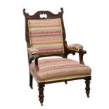 A late Victorian mahogany armchair,