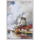 Louis Van Staaten (Dutch, 1836-1909), Dutch harbour scenes, a pair, watercolour, both signed, modern