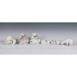 Five Royal Copenhagen porcelain figurines of polar bears, each marked beneath, pattern numbers, 1107
