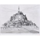 Barry Owen Jones RWS, RE (British, 1934-2018), "Le Mont Saint Michel", etching on wove paper, signed