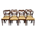 A harlequin set of eight late-Regency rosewood dining chairs, comprising two sets of four, the