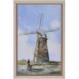Eric Thompson (British, 20th century), Windmill, watercolour, signed lower right, framed, 10½ x 6½