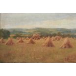 John Thomas Richardson (British, 1860-1942), Harvest field at Godden Bank, Falmouth, oil on