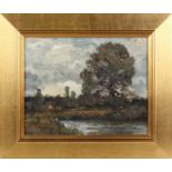 John Foulger (British, 1943-2007), River Landscape, oil on hardboard, signed lower right, 7 5/8 x