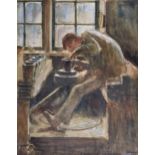 Jan (Jacobus Cornelis Wyand) Cossaar (Dutch, 1874-1966), Study of a potter at work, watercolour,