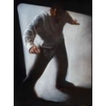 Jason Butler (Jersey, b.1970), Man in the Shadows, oil on canvas, signed lower right in red "