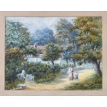 F George Longhurst (fl.1869-1877), Idyllic Rural Scene, watercolour, signed and dated 1868 lower