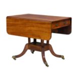 A William IV mahogany Pembroke table, the top with two drop leaves with support from wooden hinged
