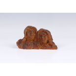 Edmund Blampied R.E., R.B.A. (Jersey, 1886-1966), Two Old Women in Jersey Bonnets, terracotta