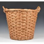A wicker log basket and two wicker baskets. (3),