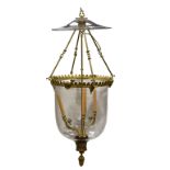 A good pair of large French gilt metal and glass ceiling lanterns, second half 20th century in the