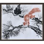Molly Parker known as Lan Mo-Li (Jersey, 20th century), Red Squirrel, Chinese ink and watercolour,