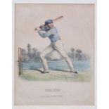 Cricket interest - six hand coloured lithographic plates from Nicholas Wanostrocht, Felix on the