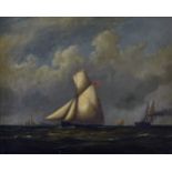 Philip John Ouless (Jersey, 1817-1885), The Jersey cutter "Freedom" off the Casquettes, flying the